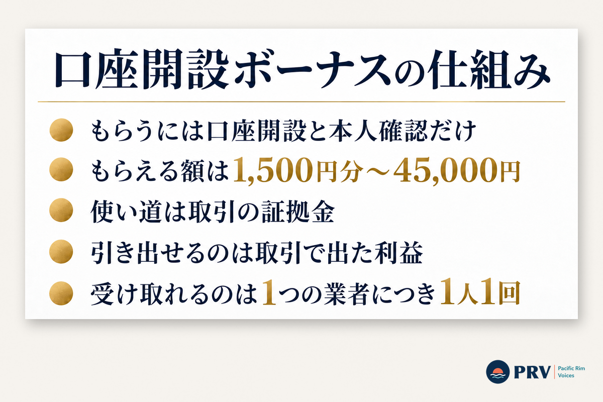 口座開設ボーナスの仕組み